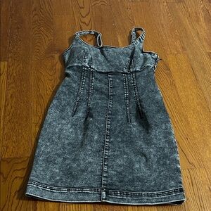 Dark Gray Fitted Denim Dress